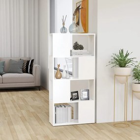 809080 vidaXL Библиотека, бяла, 60x24x124,5 см, инженерно дърво