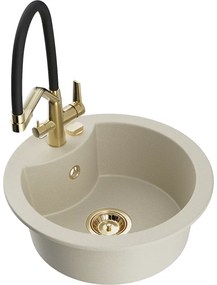 Mexen Diego гранитна мивка с 1 корито с кухненски смесител Duo, бежова