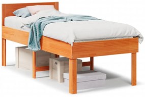 855740 vidaXL Рамка за легло без матрак, восъчнокафяво, 90x200 см, бор масив