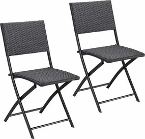 Сгъваеми градински столове ROME от полиратан - комплект от 2 броя, товароносимост 120 кг