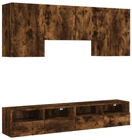 3216529 vidaXL ТВ стенни модули, 5 части, опушен дъб, инженерно дърво