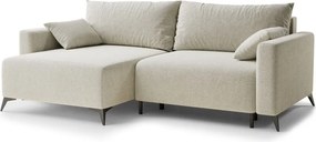 Кремав шенилов сгъваем/с място за съхранение ъглов диван (ляв ъгъл) Leon – Maison de Rêve