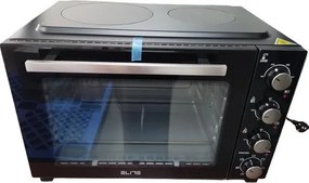 Малка готварска печка Elite EMO-48 0503, 1800W, 48 литра, 6 режима, 3 степени на котлон, 90-230C, Конвекция, Сив
