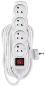 Удължител с ключ 4 гнезда 10м бял