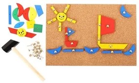 Bigjigs - Дървена игра мозайка с чукче и пинчета