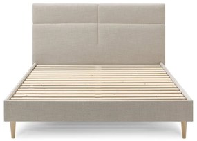 Бежово тапицирано двойно легло с решетка 180x200 cm Elyna - Bobochic Paris