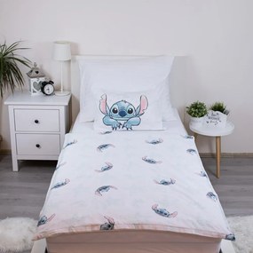 Бяло памучно детско спално бельо за детско креватче 100x135 cm Lilo and Stitch "White Star" – Jerry Fabrics