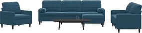 3278470 vidaXL Мека мебел от 4 части с възглавници и болстери син кадифе