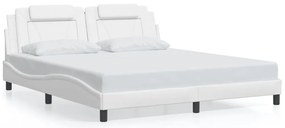 3208111 vidaXL Рамка за легло Viana без матрак, бяла, 180x200 см, изкуствена кожа