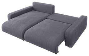 Тъмносив разтегателен ъглов диван от рипсено кадифе (променлив) Sara – Ropez