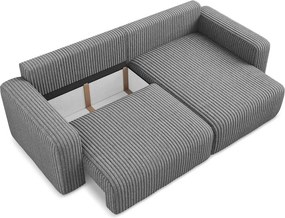 Сив сгъваем/с място за съхранение ъглов диван от рипсено кадифе (десен ъгъл) Kona – Makamii