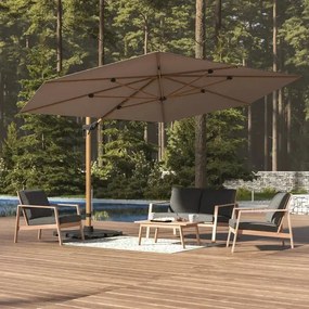 Градински чадър със странична стойка Hesperide Tikeo, Накланящ се, Цвят Платина, 4.2x3 m