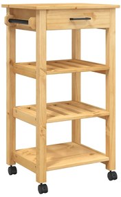 376079 vidaXL Кухненска количка "MONZA" 48x40x88,5 см борово дърво масив