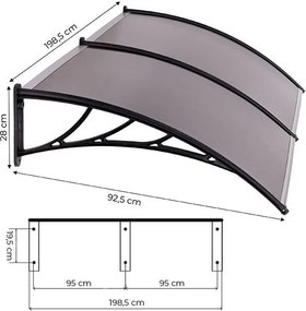 Поликарбонатен двоен навес над входната врата 200 x 100 cm