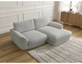 Светлосив ъглов диван от прежда с примки от букле (десен ъгъл) Leonore – Bobochic Paris