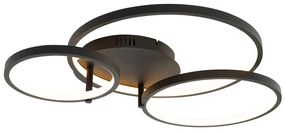 Интелигентна таванна лампа черна 3-светлина с дистанционно управление - Rondas