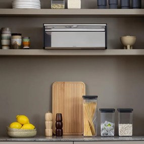 Кутия за хляб Brabantia Fall Front 646848, 18 л, 46.5х25 см, Стенен монтаж, Инокс