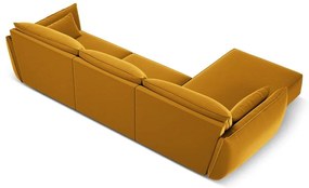 Кадифен ъглов диван в цвят горчица (ляв ъгъл) Vanda – Mazzini Sofas