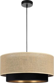 Полилей на кабел SARTA 1xE27/60W/230V диаметър 45 см черен/джут