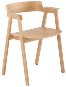 Трапезен стол с подлакътници от масивен дъб в естествен цвят Flip – Gazzda