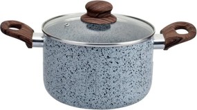 Тенджера Oliver Voltz Siena OV51318J22D, 22 см, 4.3L, Дълбока, Мраморно покритие, Индукция, Меки дръжки, Сив/кафяв