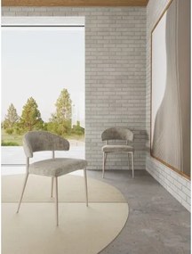 ИРИС Бежово (тъкан Juto 4)/сивобежова крака (кашмир) - МОДЕРЕН ТАПИЦИРАН СТОЛ ЗА БОХО ДНЕВНА/ТРАПЕЗАРИЯ