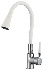 Смесител за кухня ICF 7108223 HAVANA WHITE, месингов, бял, с огъващ душ 43.6x20см