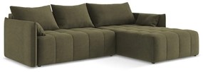 Разтегателен ъглов диван с място за съхранение в цвят каки (десен ъгъл) Moku – Makamii