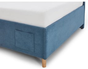 Синьо тапицирано ъглово детско легло 90x200 cm без ламелно дъно Cool – Meise Möbel