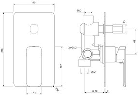 Вградена душ батерия в лъскаво-сребрист цвят (2 изхода) Spy – Sapho