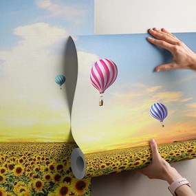 Фототапет Балони над слънчогледи