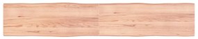363986 vidaXL Плот за маса светлокафяв 220x40x(2-4) см обработен масивен дъб