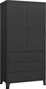 339613 vidaXL Индустриален гардероб, черен, 90x50x180 см, метал