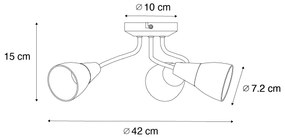 Класически таванен прожектор златен с матирано стъкло кръгъл 3-светлина - Madi