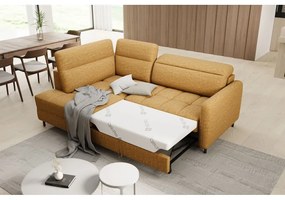 Жълт кадифен разтегателен ъглов диван с място за съхранение (ляв ъгъл L форма) Barea – ELTAP