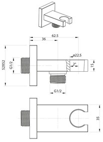 Месингова част за свързване към душ в златист цвят – Sapho