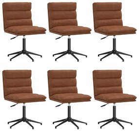 3315709 vidaXL Трапезни столове, 6 бр, кафяви, изкуствена кожа