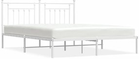 353589 vidaXL Метална рамка за легло с горна табла, бяла, 160x200 см