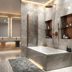 Параван подвижен за вана Rea Agat-3 120 Brush Copper