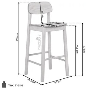 ЗАРИОН Естествен дъб - ДЪРВЕН БАР СТОЛ ЗА КУХНЯ ДНЕВНА РЕСТОРАНТ