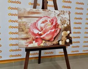 Картина на платно – Розова винтидж роза