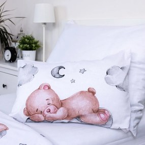 Бяло памучно детско спално бельо 100x135 cm Teddy Bear "Ribbon" – Jerry Fabrics