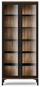 Витрина от декор от орех в черен и естествен цвят 89x203x36 cm Roomers – Tvilum