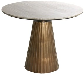 Кръгла маса за хранене в бронзов и естествен цвят с мраморен плот ø 100 cm Rianne - Light &amp; Living