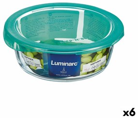 Кръгла Кутия за Обяд с Капак Luminarc Keep'n Lagon 920 ml 15,6 x 6,6 cm цвят тюркоаз Cтъкло (6 броя)