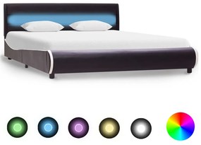 Sonata Рамка за легло с LED, черна, изкуствена кожа, 160x200 cм