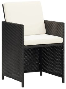 316745 vidaXL Градински столове, 4 бр, полиратан, черни