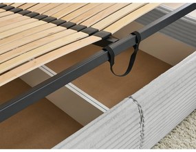 Светлосиво двойно тапицирано легло с място за съхранение с включена подматрачна рамка 160x200 cm Jade – Bobochic Paris