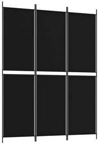 350229 vidaXL Параван за стая, 3 панела, черен, 150x200 см, плат