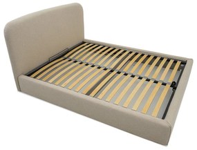 Бежово двойно легло 140x190 cm тапицирано с място за съхранение с включена подматрачна рамка Sea – Scandic
